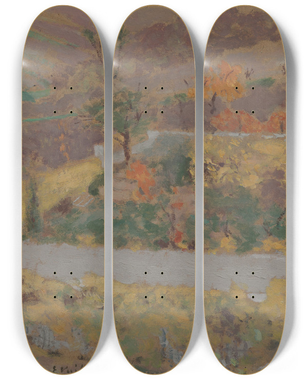 Triptych art skateboard deck of Douard Vuillard Orchard by douard Vuillard (1868-1940)