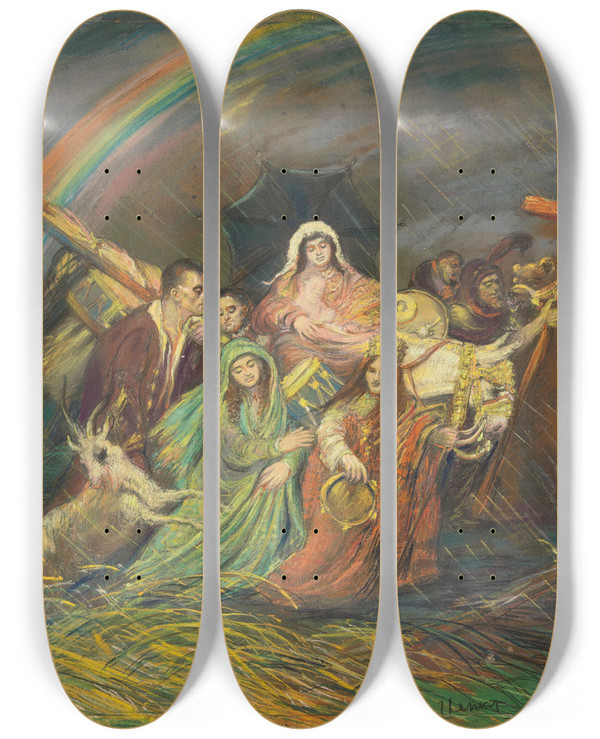 Triptych art skateboard deck of Henri De Groux Gipsies by Henri de Groux (1867-1930)