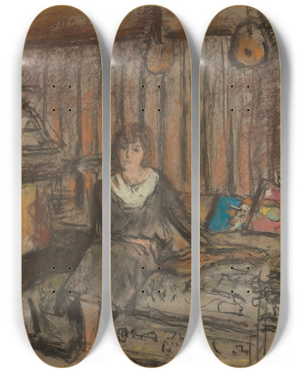 Triptych art skateboard deck of Douard Vuillard Madame Fried Rveuse Tude by douard Vuillard (1868-1940)