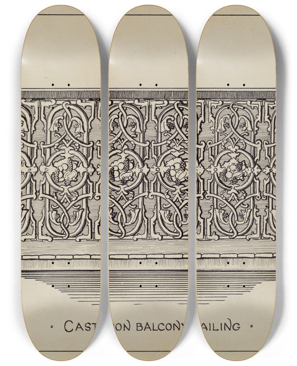 Triptych art skateboard deck of Lucien Verbeke Balcony Railing_1 by Lucien Verbeke