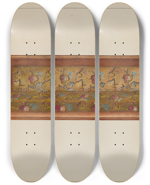 Triptych art skateboard deck of Magnus S Fossum High Back Lounge by Magnus S Fossum