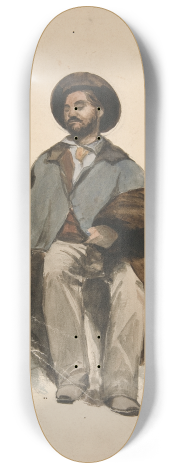 Edwin Austin Abbey - Study of a seatedman 8.25 inch art skate deck