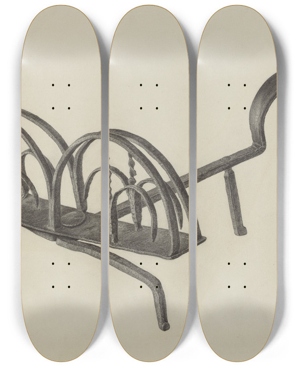 Triptych art skateboard deck of Jacob Lipkin Toast Rack by Jacob Lipkin