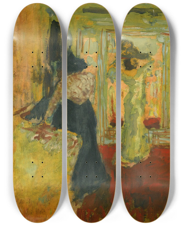 Triptych art skateboard deck of Douard Vuillard Madame Hessel Chez La Modiste by douard Vuillard (1868-1940)