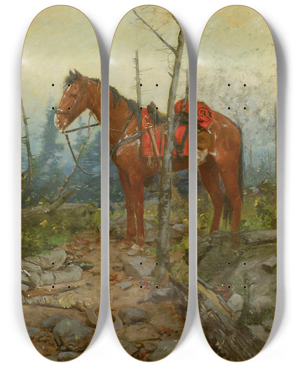 Triptych art skateboard deck of William Gilbert Gaul Faithful Unto Death Taps by William Gilbert Gaul (1855-1919)