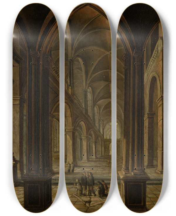 Triptych art skateboard deck of Christian Stcklin Church Interior by Christian Stocklin (1741-1795)