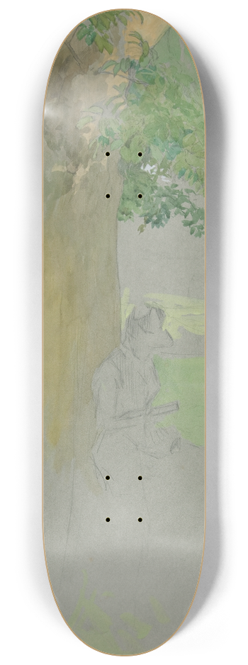 Edwin Austin Abbey - Woman seated beneath a tree,reading 8.25 inch art skate deck