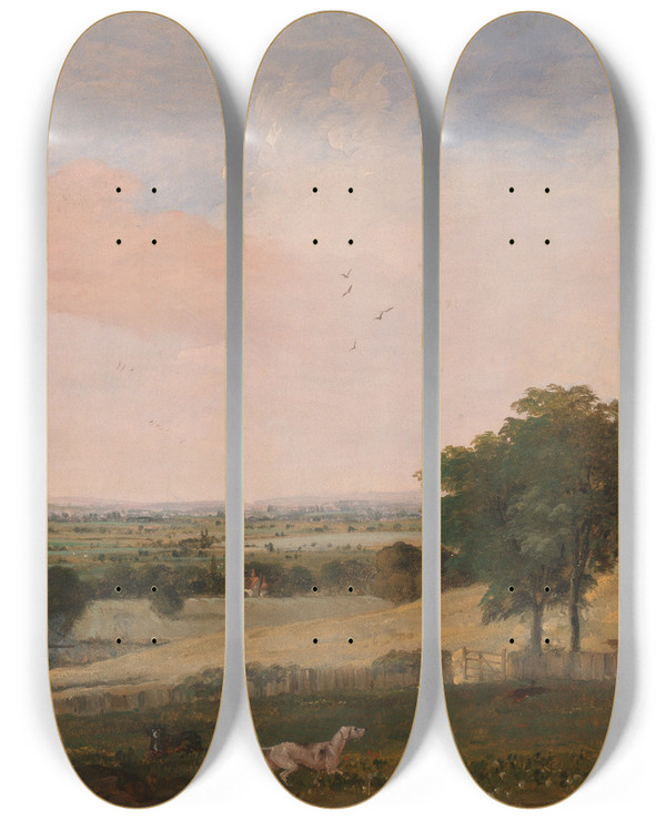 Triptych art skateboard deck of Edward Duncan Partridge Shooting by Edward Duncan (1803-1882)
