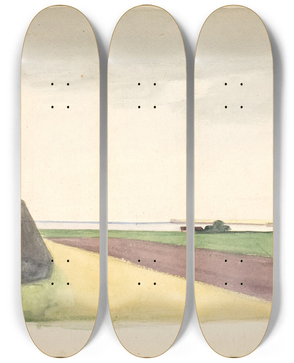 Triptych art skateboard deck of Carl Bloch Lsende Dame by Carl Bloch (1834-1890)