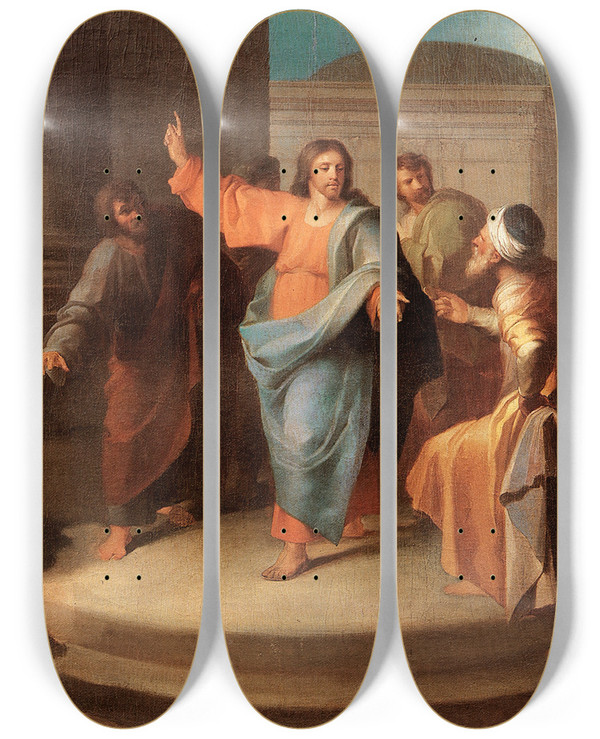 Triptych art skateboard deck of Domingos Sequeira Caesars Coin by Domingos Sequeira (1768-1837)