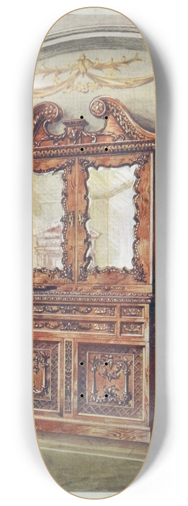 Edwin Foley - Carved enclosed mahogany bookcasestyle of Chippendale 8.25 inch art skate deck