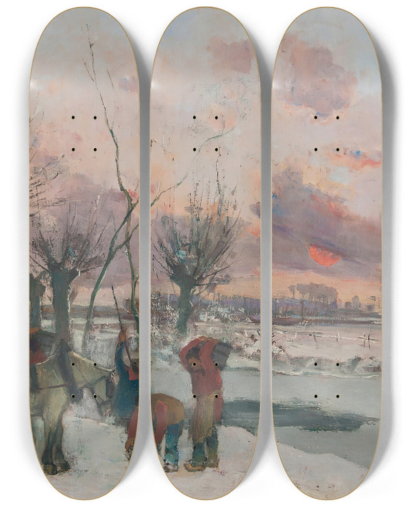 Triptych art skateboard deck of Pericles Pantazis Les Briseurs De Glace by Pericles Pantazis (1864-1871)