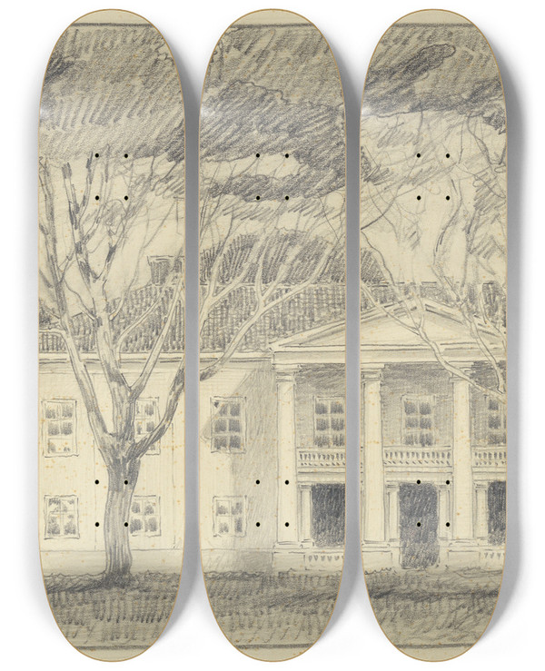 Triptych art skateboard deck of Ferdinand Boberg Marielund by Ferdinand Boberg (1860-1946)