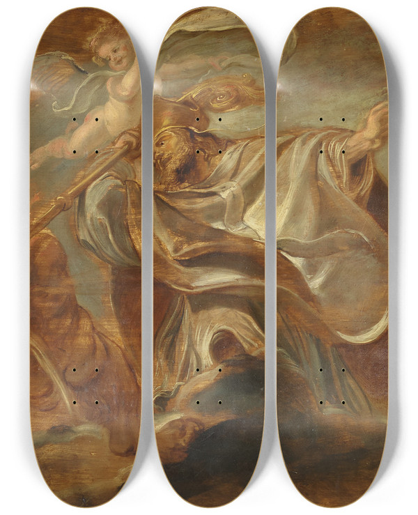 Triptych art skateboard deck of Peter Paul Rubens St Gregory Of Nazianzus by Peter Paul Rubens (1577-1640)