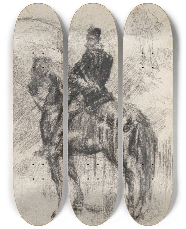 Triptych art skateboard deck of James Ensor Don Quixote_6 by James Ensor (1860-1949)