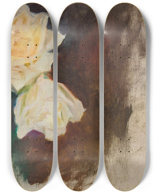 Triptych art skateboard deck of Jan Cigliski White Roses by Jan Ciaglinski (1858-1913)
