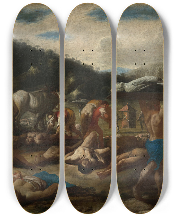 Triptych art skateboard deck of Carlo Coppola The Pestilence Of 1656 by Carlo Coppola (17-)