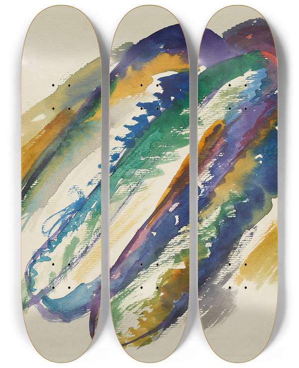 Triptych art skateboard deck of Wassily Kandinsky Draft For Composition Vii by Wassily Kandinsky (1866-1944)
