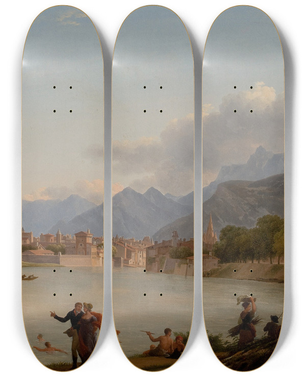 Triptych art skateboard deck of Jeanjosephxavier Bidauld Grenoble by Jean Joseph Xavier Bidauld (1758-1846)