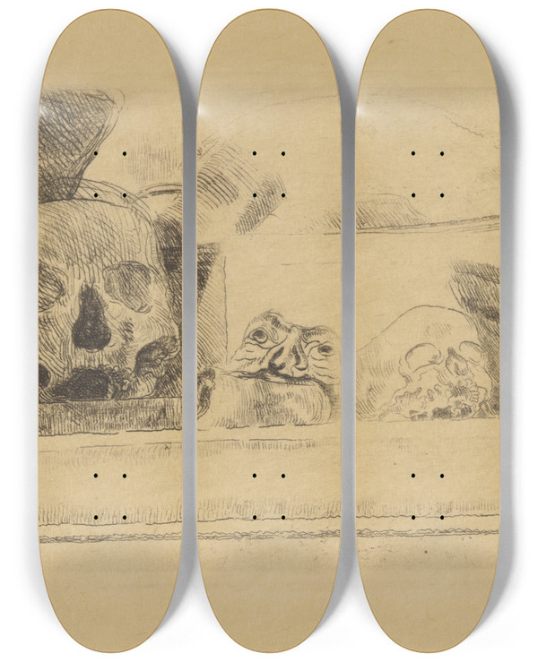 Triptych art skateboard deck of James Ensor Schedels En Maskers by James Ensor (1860-1949)