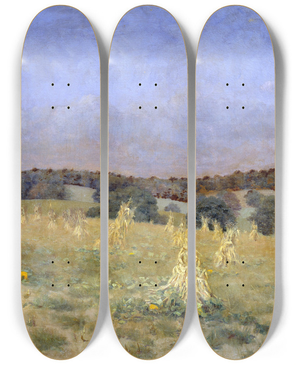 Triptych art skateboard deck of William Anderson Coffin September by William Anderson Coffin (1855-1925)