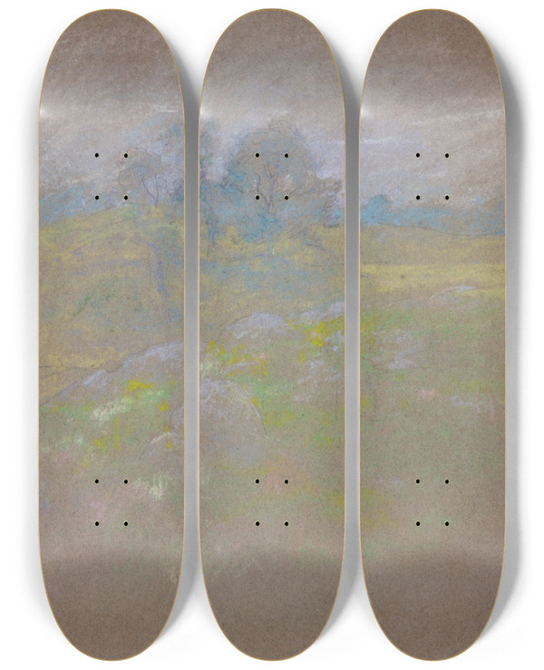 Triptych art skateboard deck of John Henry Twachtman Chestnuts by John Henry Twachtman (1853-1902)