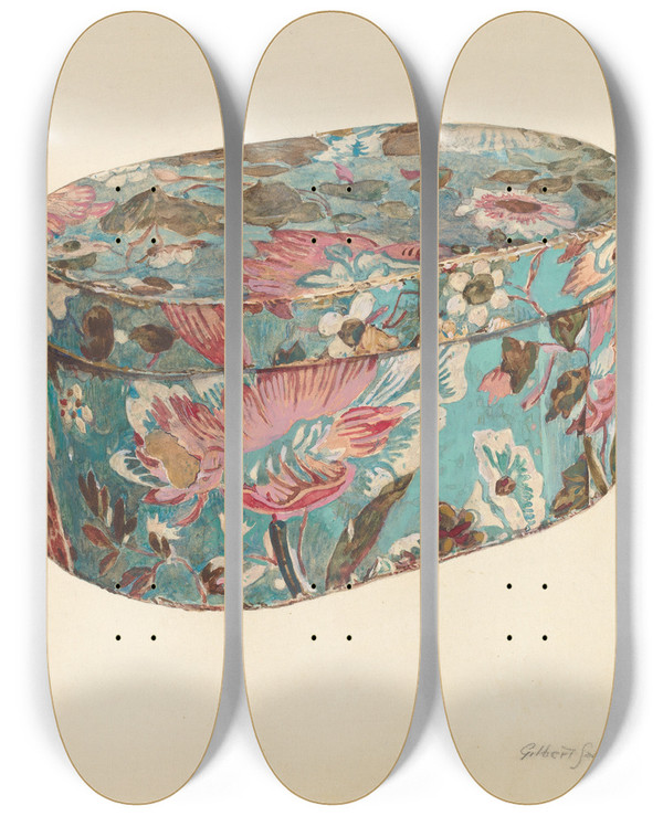 Triptych art skateboard deck of Gilbert Sackerman Bandbox_6 by Gilbert Sackerman (20-)