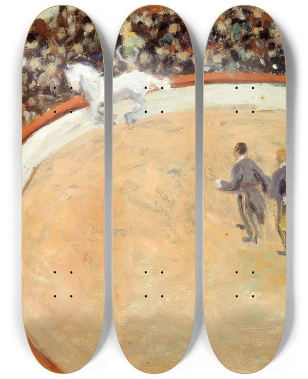 Triptych art skateboard deck of Louis Abeltruchet Le Cirque Mdrano Boulevard Rochechouard by Louis Abel-Truchet (1857-1918)