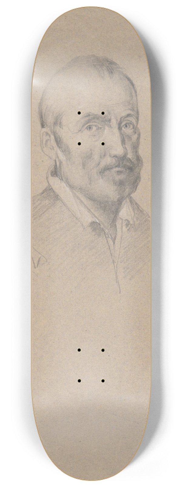 Edwin White - Portrait of a Man, sketch for Signing of the Compact in the Cabin of theMayflower 8.25 inch art skate deck