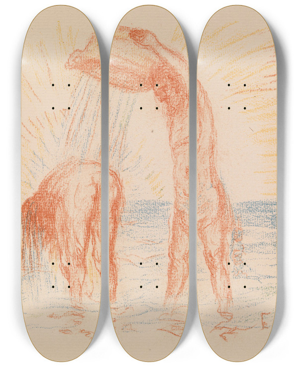 Triptych art skateboard deck of James Ensor The Baptism Of Christ by James Ensor (1860-1949)