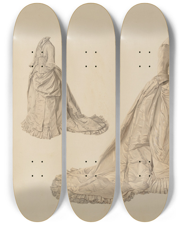 Triptych art skateboard deck of Douglas Campbell Gown_1 by Douglas Campbell