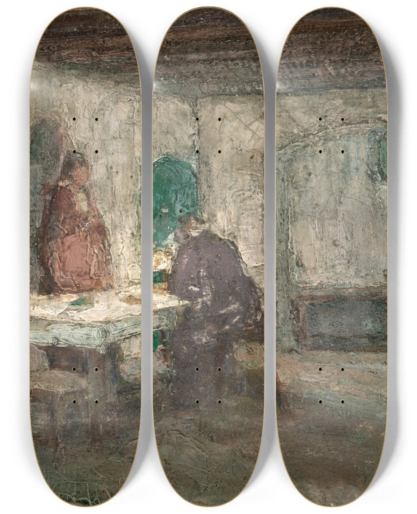 Triptych art skateboard deck of Henry Ossawa Tanner And He Disappeared Out Of Their Sight by Henry Ossawa Tanner (1859-1937)