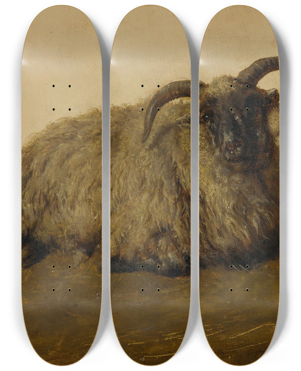 Triptych art skateboard deck of Rosa Bonheur Le Mrinos by Rosa Bonheur (1822-1899)
