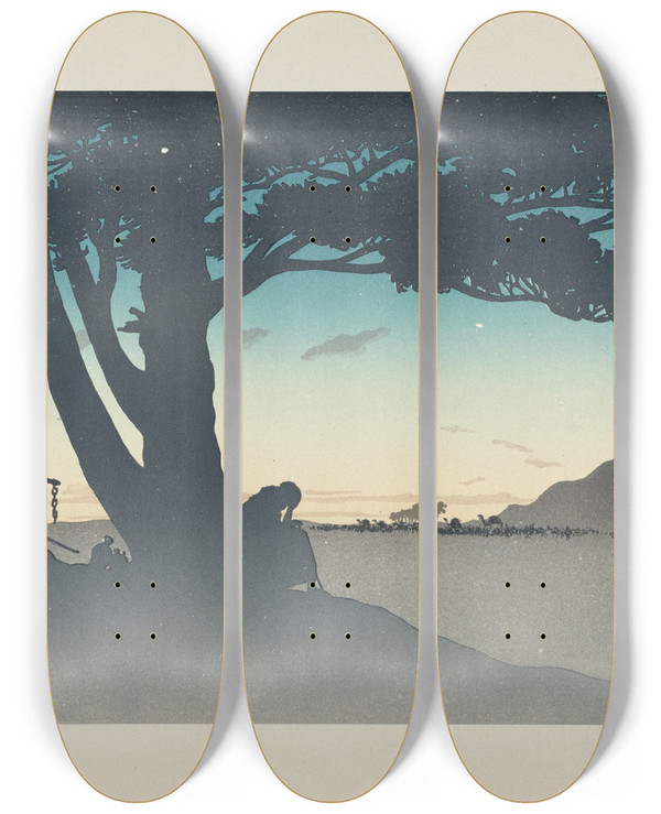 Triptych art skateboard deck of Henri Rivire The Prodigal Son Page 17 by Henri Riviere (1864-1951)