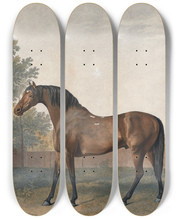Triptych art skateboard deck of George Stubbs Anvil by George Stubbs (1724-1806)