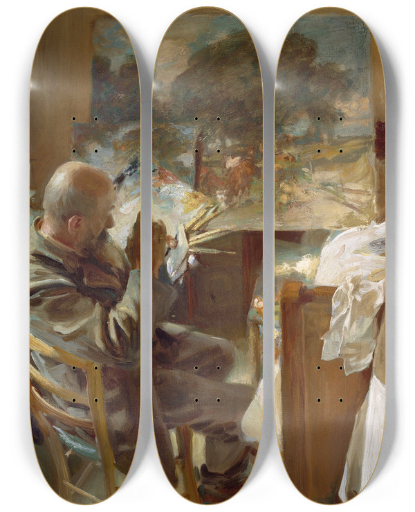 Triptych art skateboard deck of John Singer Sargent An Artist In His Studio by John Singer Sargent (1856-1925)