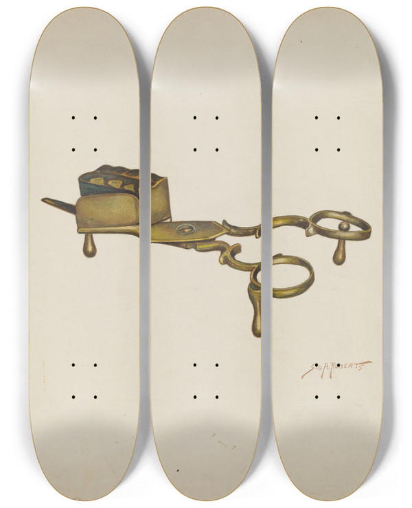 Triptych art skateboard deck of Sydney Roberts Wick Trimmer by Sydney Roberts