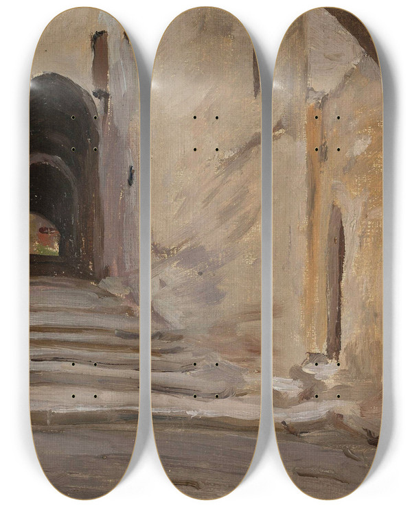 Triptych art skateboard deck of Jan Cigliski Jerusalem From The Journey To Palestine by Jan Ciaglinski (1858-1913)