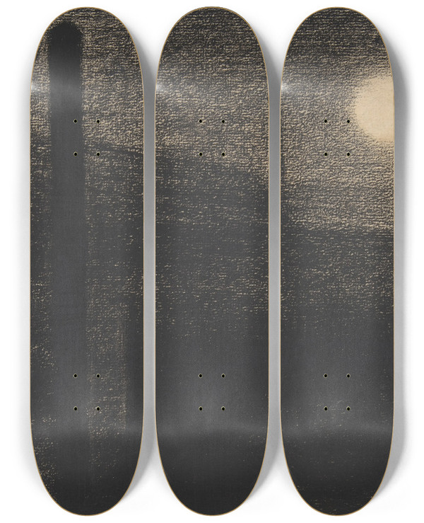 Triptych art skateboard deck of Georges Seurat Courbevoie Factories By Moonlight by Georges Seurat (1859-1891)