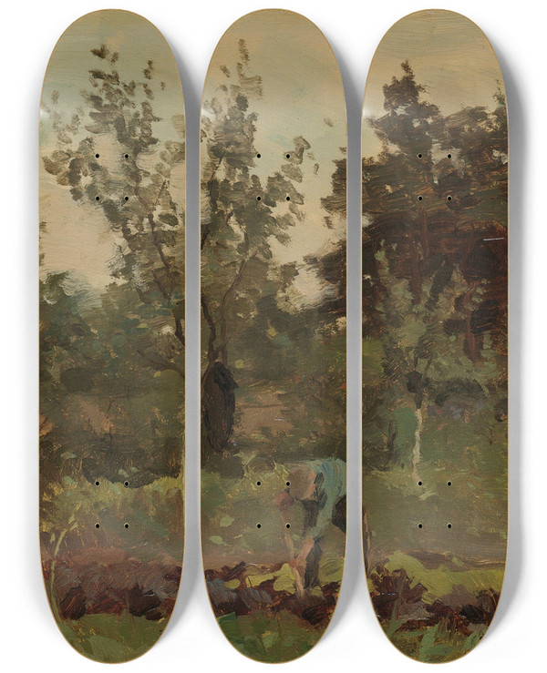 Triptych art skateboard deck of Willem Witsen Moestuin by Willem Witsen (1860-1923)