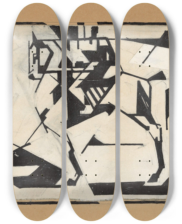 Triptych art skateboard deck of Reijer Stolk Ruiter by Reijer Stolk (1896-1945)