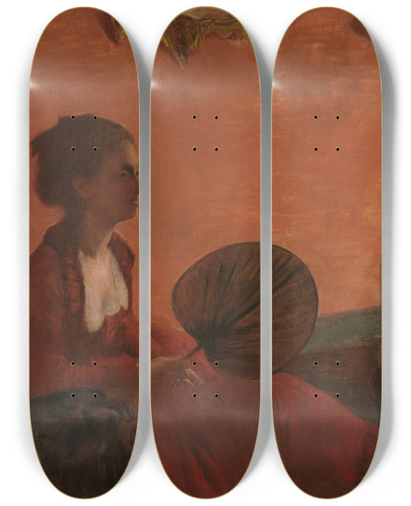 Triptych art skateboard deck of Edgar Degas Madame Camus by Edgar Degas (1834-1917)