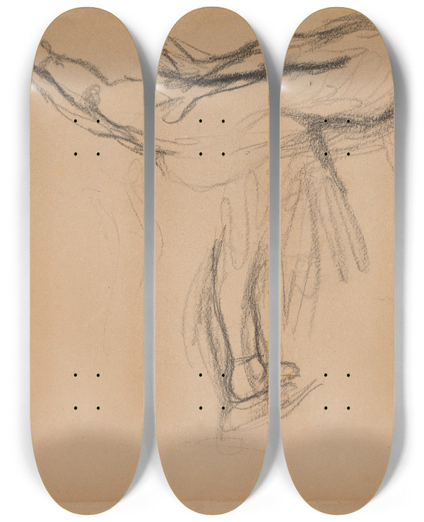 Triptych art skateboard deck of Edgar Degas Danseuse Arabesque Croise by Edgar Degas (1834-1917)