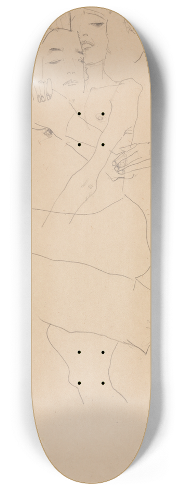 Egon Schiele - Couple Embracing 8.25 inch art skate deck