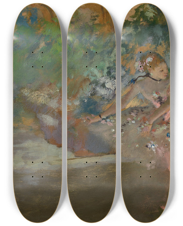 Triptych art skateboard deck of Edgar Degas Deux Danseuses Sur La Scne by Edgar Degas (1834-1917)