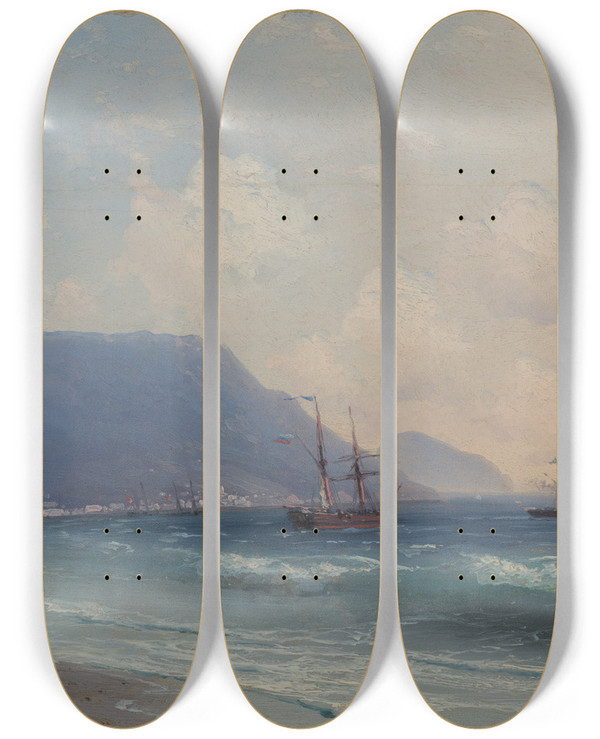 Triptych art skateboard deck of Ivan Konstantinovich Aivazovsky Seascape_2 by Ivan Konstantinovich Aivazovsky (1817-1900)