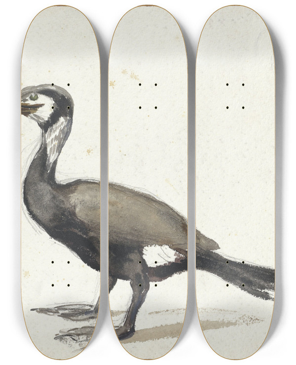 Triptych art skateboard deck of Willem Roelofs Aalscholver by Willem Roelofs (1822-1897)