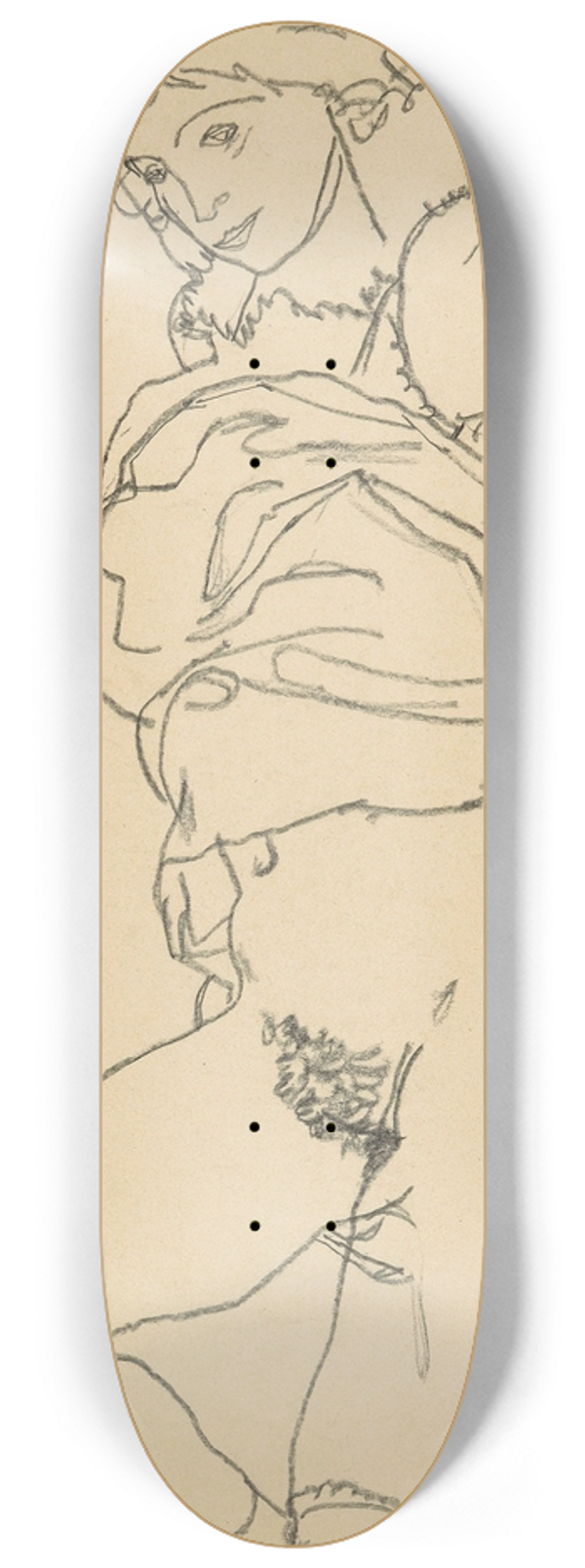 Egon Schiele - Liegender Mdchenakt nach rechts, in ganzer Figur 8.25 inch art skate deck