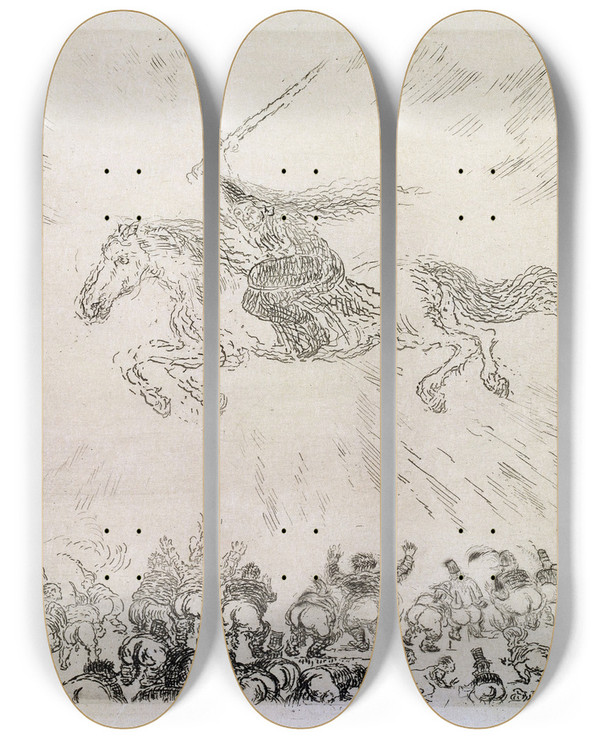 Triptych art skateboard deck of James Ensor The Destroying Angel by James Ensor (1860-1949)