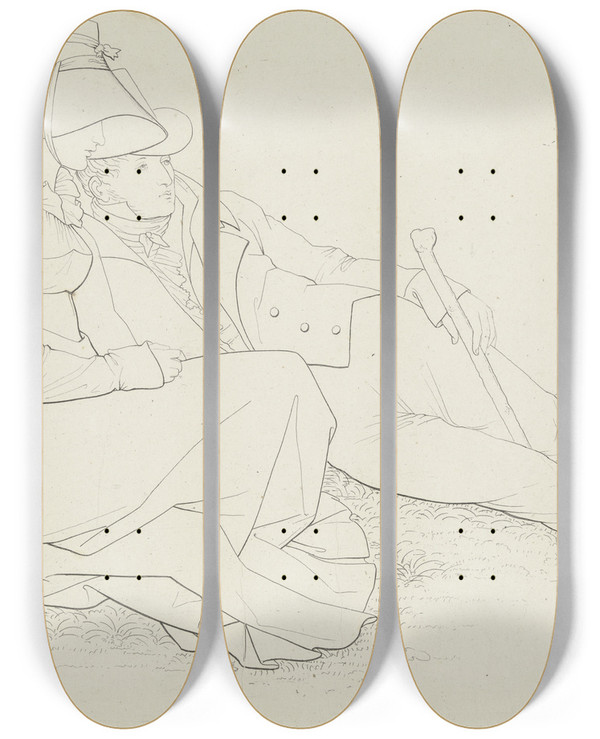 Triptych art skateboard deck of Christian Xeller Friedrich Wenner Und Seine Frau Christine by Christian Xeller